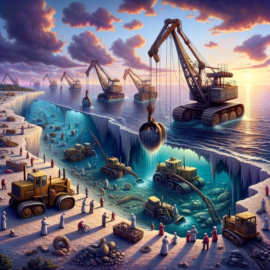 DALL·E_2023-10-16_17_53.18_-_Illustration_of_a_surreal_scene_where_Ukrainians_are_working_with_large,_fantastical_digging_machines_on_the_shores_of_the_Black_Sea._The_water_parts_.png
